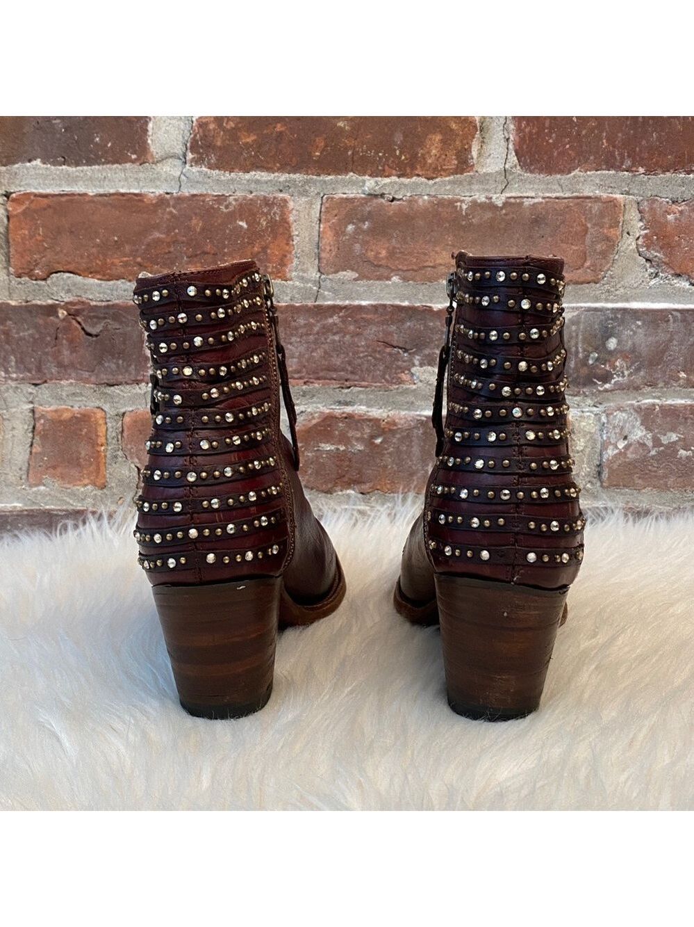 Denver Brown Studded Lady Gabriel Ankle Boots, Size 7.5 - Picture 5 of 17